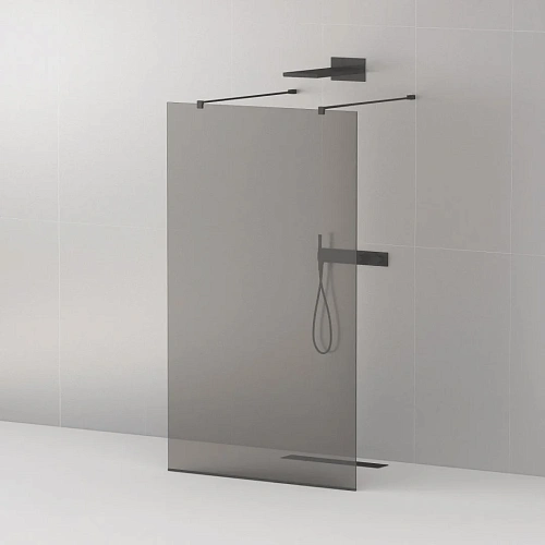 Душевая перегородка CEZARES LIBERTA-L-2-100-120-GR-NERO 100см стекло тонированное (графит), профиль черный Душевая перегородка CEZARES LIBERTA-L-2-100-120-GR-NERO 100см стекло тонированное (графит), профиль черный