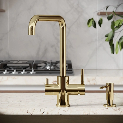 Смеситель для кухни SANCOS Vela SC4013ZG с возможностью подключения фильтра, полированное золото Смеситель для кухни SANCOS Vela SC4013ZG с возможностью подключения фильтра, полированное золото
