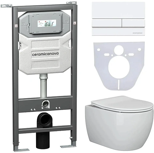 Комплект унитаза Ceramica Nova Сет 4 в 1 инсталляция с кнопкой и шумоизоляцией CN3001_1002W_1000 Комплект унитаза Ceramica Nova Сет 4 в 1 инсталляция с кнопкой и шумоизоляцией CN3001_1002W_1000