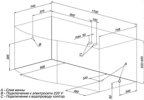 Акриловая ванна Aquanet Borneo 170x75/90 L 00203909 Акриловая ванна Aquanet Borneo 170x75/90 L 00203909
