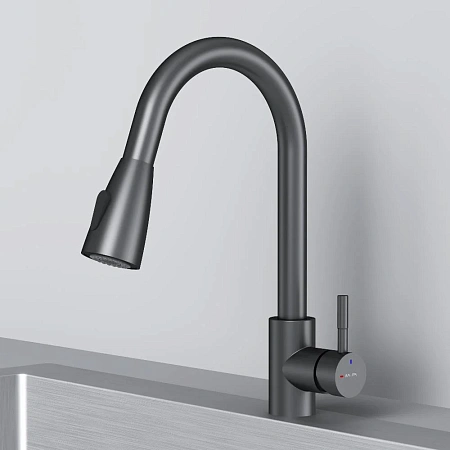 Смеситель для кухни AM.PM X-Joy S F85B07522 с вытягивающимся изливом, черный Смеситель для кухни AM.PM X-Joy S F85B07522 с вытягивающимся изливом, черный