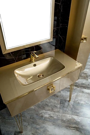 Раковина Armadi Art 852-100-Light Gold стекло 100см моноблок Светлое золото Раковина Armadi Art 852-100-Light Gold стекло 100см моноблок Светлое золото