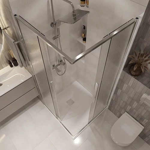 Душевой уголок Niagara Nova NG-3622-34 (80x80x195) квадратная, раздвижная, хром, стекло шиншилла Душевой уголок Niagara Nova NG-3622-34 (80x80x195) квадратная, раздвижная, хром, стекло шиншилла