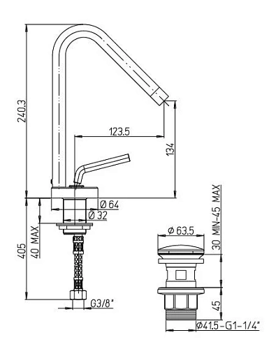 Смеситель для раковины Paini Pixel 81CR211 с автоматическим донным клапаном 1”1/4 Смеситель для раковины Paini Pixel 81CR211 с автоматическим донным клапаном 1”1/4