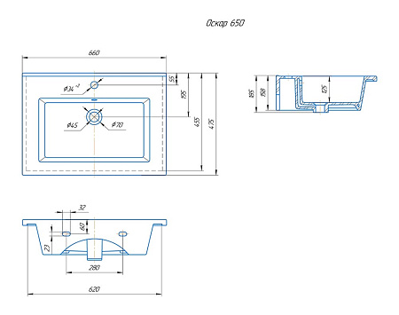 Раковина Kirovit Оскар 65 249689 Раковина Kirovit Оскар 65 249689