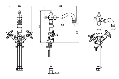 Смеситель для раковины Boheme SATINE 292-ST Смеситель для раковины Boheme SATINE 292-ST