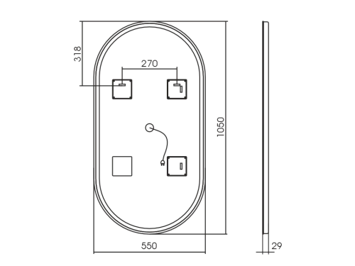 Зеркало Silver mirrors Viva 550х1050 вертикальная выключатель - датчик на движение LED-00002641 Зеркало Silver mirrors Viva 550х1050 вертикальная выключатель - датчик на движение LED-00002641