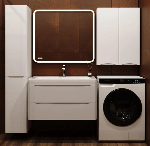 Тумба под раковину Style Line Бергамо мини 90 (2 ящ.) Люкс антискрейтч белый, PLUS подвесная СС-00002364 Тумба под раковину Style Line Бергамо мини 90 (2 ящ.) Люкс антискрейтч белый, PLUS подвесная СС-00002364