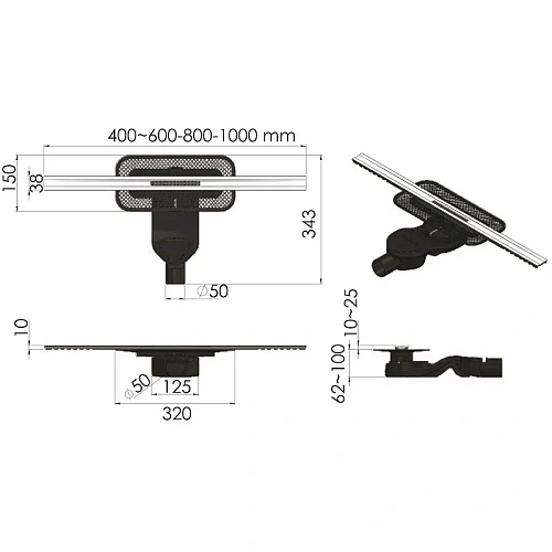 Душевой лоток BERGES SIMPEL 600, хром глянец, S-сифон D50 H60 боковой 091111 Душевой лоток BERGES SIMPEL 600, хром глянец, S-сифон D50 H60 боковой 091111