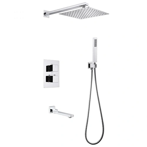 Душевая система ABBER Daheim AF8250 скрытого монтажа с изливом, термостат, хром Душевая система ABBER Daheim AF8250 скрытого монтажа с изливом, термостат, хром