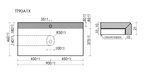 Столешница SANCOS 900х460 black sky TT90A1X Столешница SANCOS 900х460 black sky TT90A1X