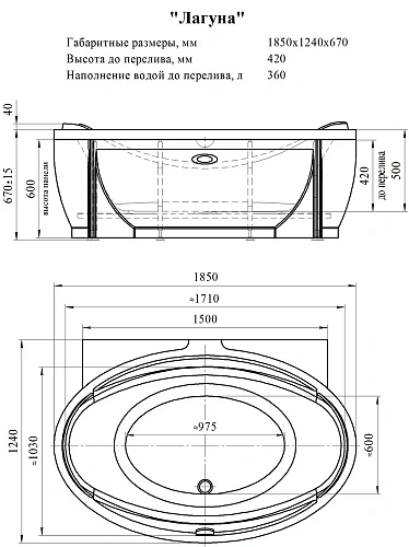 Акриловая ванна Radomir Лагуна 185x124, с рамой-подставкой (1-01-0-0-1-026) Акриловая ванна Radomir Лагуна 185x124, с рамой-подставкой (1-01-0-0-1-026)