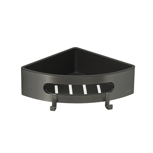 Полка Lemark SHELF LINE угловая с крючками, графит/вставка-пластик графит 9776048 Полка Lemark SHELF LINE угловая с крючками, графит/вставка-пластик графит 9776048