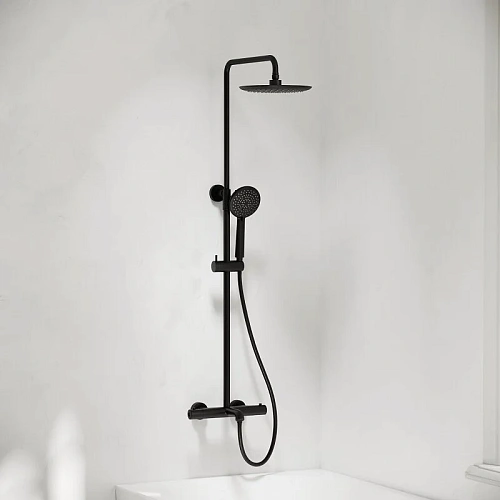 Душевая система Sancos Game SC3001LMB с изливом и термостатом Game, с регулировкой по высоте, черный матовый Душевая система Sancos Game SC3001LMB с изливом и термостатом Game, с регулировкой по высоте, черный матовый