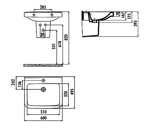Полупьедестал Creavit Lara LR260-00CB00E-0000 Полупьедестал Creavit Lara LR260-00CB00E-0000