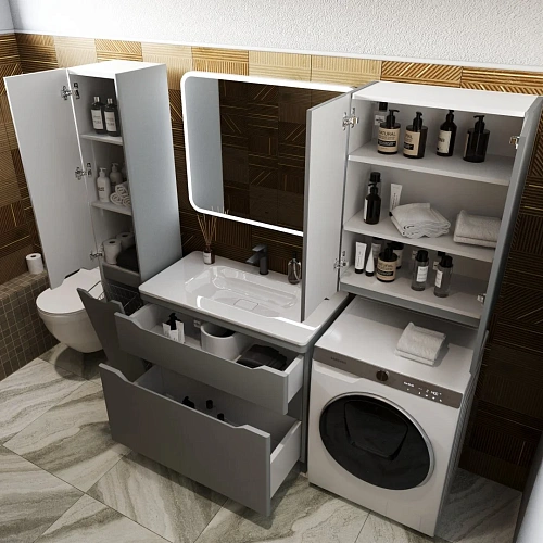 Тумба под раковину Style Line Марелла 90 Люкс антискрейтч серый, PLUS напольная СС-00002418 Тумба под раковину Style Line Марелла 90 Люкс антискрейтч серый, PLUS напольная СС-00002418