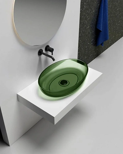 Раковина ABBER Kristall AT2801Emerald прозрачная, накладная, зеленая Раковина ABBER Kristall AT2801Emerald прозрачная, накладная, зеленая