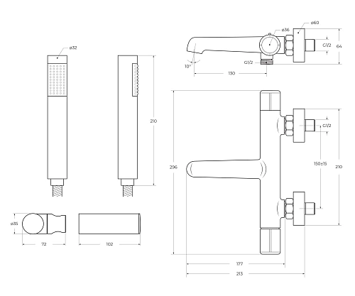 Смеситель для ванны BelBagno UNO-VASM/DFS-CRM хром Смеситель для ванны BelBagno UNO-VASM/DFS-CRM хром