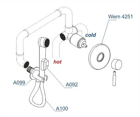 Душевая система WasserKRAFT A04200 со шлангом 150 см серый Душевая система WasserKRAFT A04200 со шлангом 150 см серый