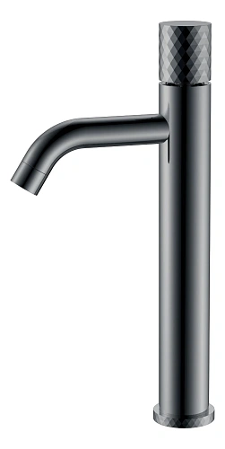 Смеситель для раковины Boheme STICK Shine Gun Metal высокий с ручкой DIAMOND 122-SGM графит глянец Смеситель для раковины Boheme STICK Shine Gun Metal высокий с ручкой DIAMOND 122-SGM графит глянец