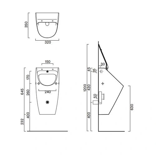 Писсуар Catalano Comfort 0932640001 64x32, белый глянцевый Писсуар Catalano Comfort 0932640001 64x32, белый глянцевый