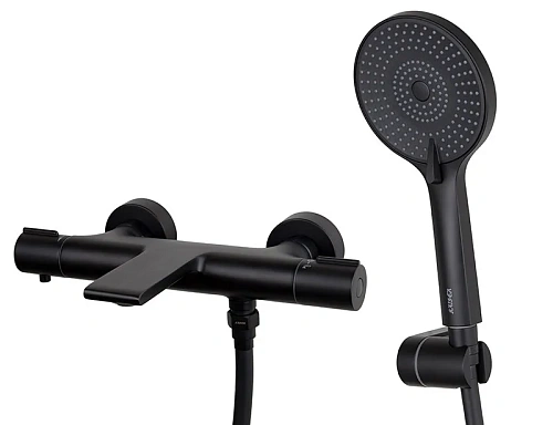 Смеситель для ванны Kaiser Serio 05322-9 с термостатом Черный матовый Смеситель для ванны Kaiser Serio 05322-9 с термостатом Черный матовый