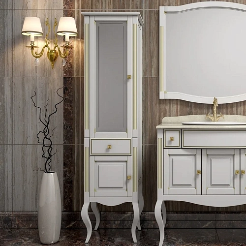 Шкаф-пенал Opadiris Лаура, белый с патиной, левый Z0000006525 Шкаф-пенал Opadiris Лаура, белый с патиной, левый Z0000006525