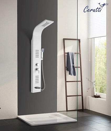 Душевая панель Ceruttispa VIRGINIA W CT9990 из нержавеющей стали с форсунками, белый Душевая панель Ceruttispa VIRGINIA W CT9990 из нержавеющей стали с форсунками, белый