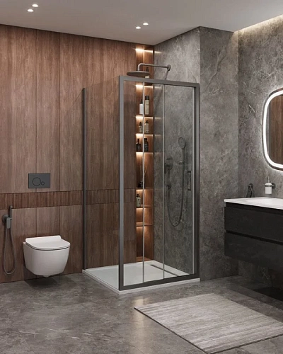 Душевой уголок CEZARES MOLVENO-AF-31-90-C-GM-IV цвет профиля оружейная сталь стекло прозрачное 900x900 мм Душевой уголок CEZARES MOLVENO-AF-31-90-C-GM-IV цвет профиля оружейная сталь стекло прозрачное 900x900 мм