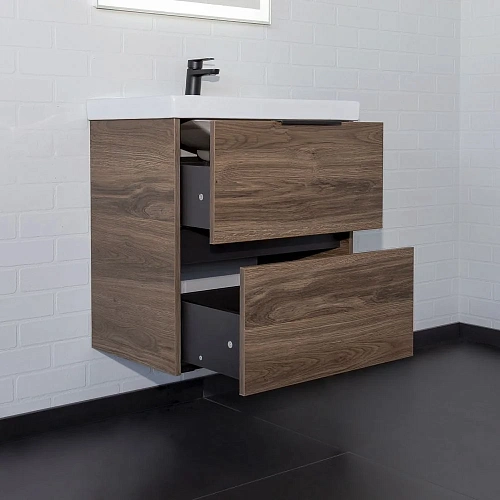 Тумба с раковиной Comforty Селенга-60 00-00021874 дуб темно-коричневый с раковиной CF19696BX-60 Тумба с раковиной Comforty Селенга-60 00-00021874 дуб темно-коричневый с раковиной CF19696BX-60