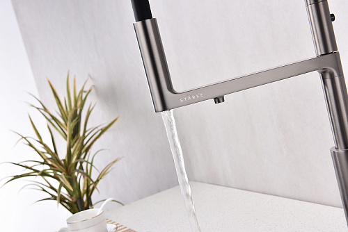 Смеситель для кухни Paulmark TORNADO вороненая сталь To213402-GM Смеситель для кухни Paulmark TORNADO вороненая сталь To213402-GM