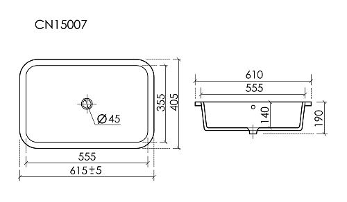 Раковина встраиваемая Ceramica Nova Era CN15007 610x405x190мм, белый Раковина встраиваемая Ceramica Nova Era CN15007 610x405x190мм, белый