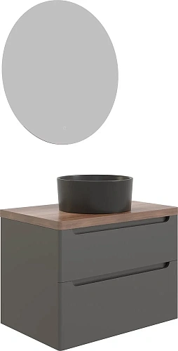 Комплект мебели STWORKI Берген 80 серая с темной столешницей, с раковиной на выбор 549495 Комплект мебели STWORKI Берген 80 серая с темной столешницей, с раковиной на выбор 549495