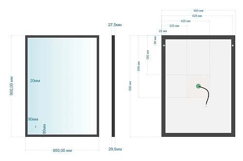 Зеркало ABBER See AG6110SC-0.65 с подсветкой, бесконтактный выключатель, диммер, черный Зеркало ABBER See AG6110SC-0.65 с подсветкой, бесконтактный выключатель, диммер, черный