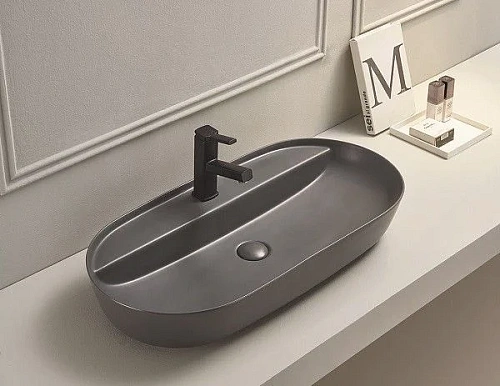 Раковина CeramaLux 78325MDH накладная, серый матовый Раковина CeramaLux 78325MDH накладная, серый матовый