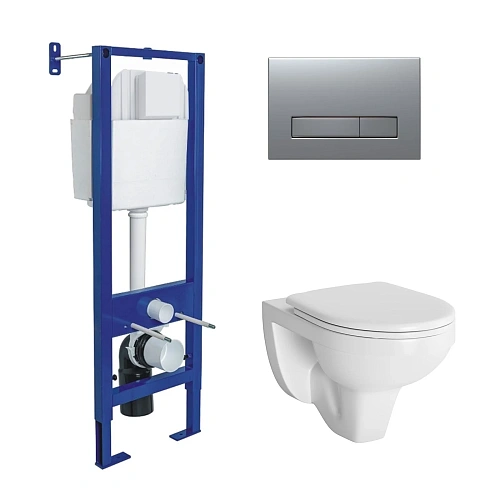 Комплект инсталляции BERGES ATOM 410 с клавишей смыва Atom Line матовый хром, унитазом Gamma и сиденьем, микролифт, быстросъем 043342 Комплект инсталляции BERGES ATOM 410 с клавишей смыва Atom Line матовый хром, унитазом Gamma и сиденьем, микролифт, быстросъем 043342