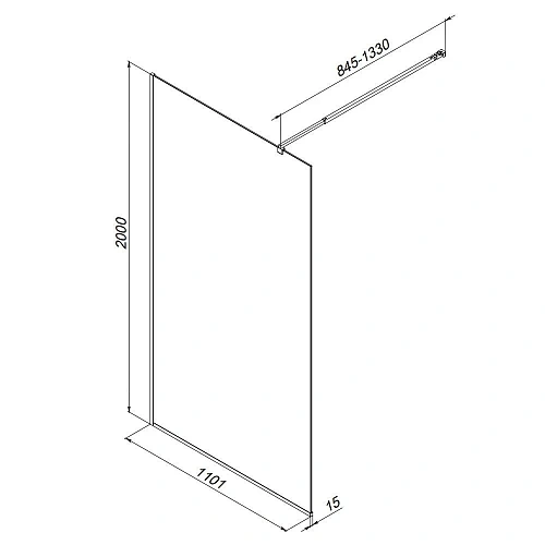 Душевая перегородка AM.PM Func W84WI-110-F1-BTE 110x200, стекло прозрачное 8 мм с покрытием, профиль черный Душевая перегородка AM.PM Func W84WI-110-F1-BTE 110x200, стекло прозрачное 8 мм с покрытием, профиль черный
