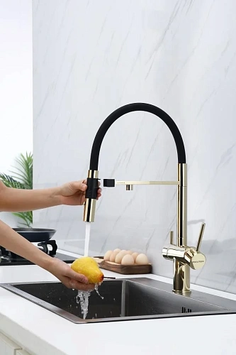 Смеситель для кухни Paulmark Gravity золото Gr213888-G Смеситель для кухни Paulmark Gravity золото Gr213888-G