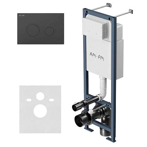 Инсталляция для унитаза AM.PM ErgoFit I012711.0138 ErgoFit с клавишей пластик, черный матовый Инсталляция для унитаза AM.PM ErgoFit I012711.0138 ErgoFit с клавишей пластик, черный матовый