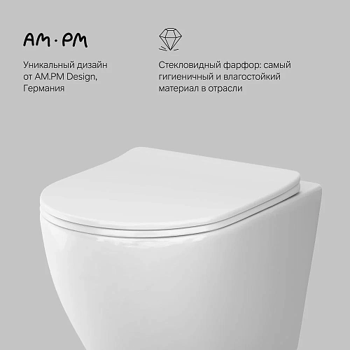 Унитаз подвесной AM.PM Like C801900SC AquaSpin с сиденьем микролифт Унитаз подвесной AM.PM Like C801900SC AquaSpin с сиденьем микролифт