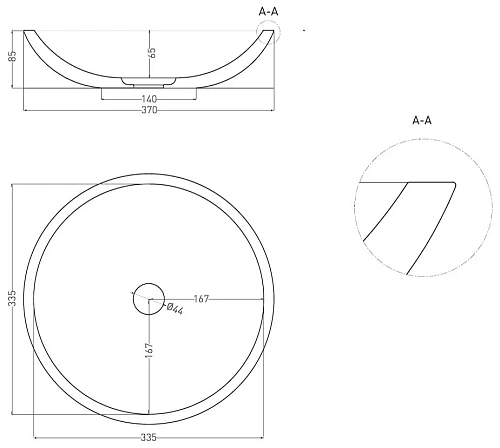 Раковина Salini CALLISTA 05 1101205SM 365x365 накладная S-Stone Раковина Salini CALLISTA 05 1101205SM 365x365 накладная S-Stone