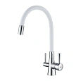 Смеситель для кухни Lemark Comfort LM3075C-White с гибким изливом, с подключением к фильтру, хром/белый Смеситель для кухни Lemark Comfort LM3075C-White с гибким изливом, с подключением к фильтру, хром/белый