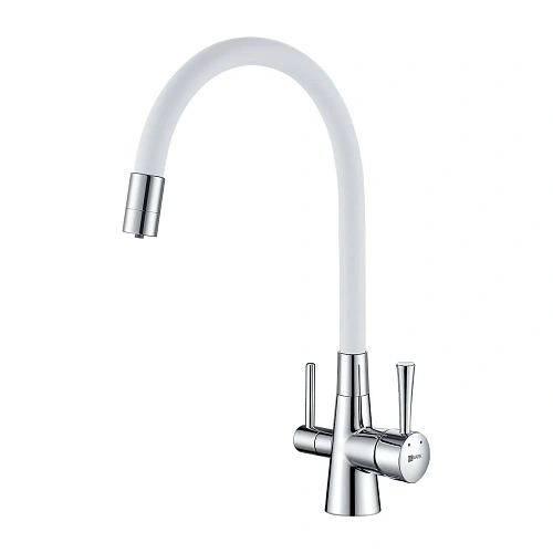 Смеситель для кухни Lemark Comfort LM3075C-White с гибким изливом, с подключением к фильтру, хром/белый Смеситель для кухни Lemark Comfort LM3075C-White с гибким изливом, с подключением к фильтру, хром/белый
