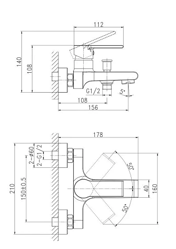 Смеситель для ванны Cersanit BRASKO BLACK (A63108) однорычажный черный 63108 Смеситель для ванны Cersanit BRASKO BLACK (A63108) однорычажный черный 63108