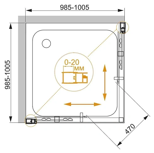 Душевой уголок CEZARES MOMENTO-A-2-100-C-Cr 100x100см стекло прозрачное, профиль хром Душевой уголок CEZARES MOMENTO-A-2-100-C-Cr 100x100см стекло прозрачное, профиль хром