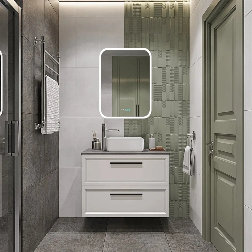 Зеркальный шкаф STWORKI Алта 60 см, с LED подсветкой и часами, смарт, прямоугольное, сенсорное управ 551041 Зеркальный шкаф STWORKI Алта 60 см, с LED подсветкой и часами, смарт, прямоугольное, сенсорное управ 551041