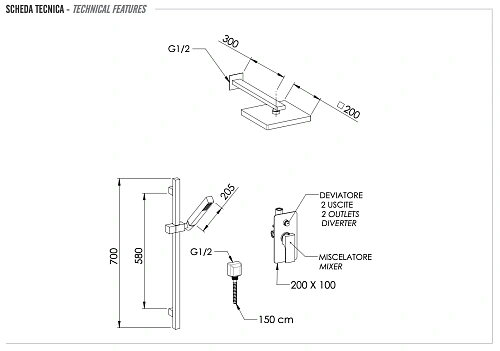 Душевая система Remer Absolute AU09S01SD20 Душевая система Remer Absolute AU09S01SD20