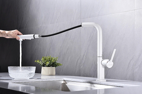 Смеситель для кухни Paulmark NEO белый матовый Ne214419-WH Смеситель для кухни Paulmark NEO белый матовый Ne214419-WH