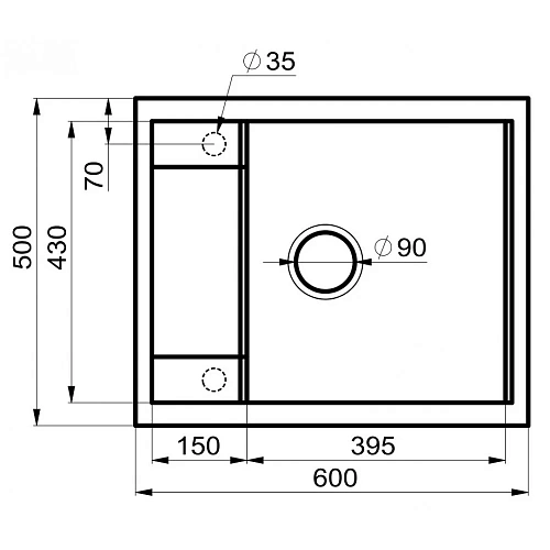Кухонная мойка Milacio Navarra 60 Cuarzo (MC.77071), черный матовый Кухонная мойка Milacio Navarra 60 Cuarzo (MC.77071), черный матовый