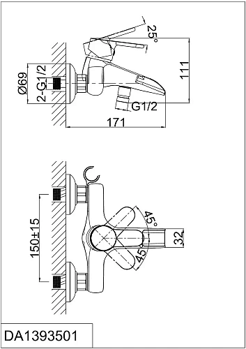 Смеситель для ванны D&K Marx Rhein DA1393501 Смеситель для ванны D&K Marx Rhein DA1393501